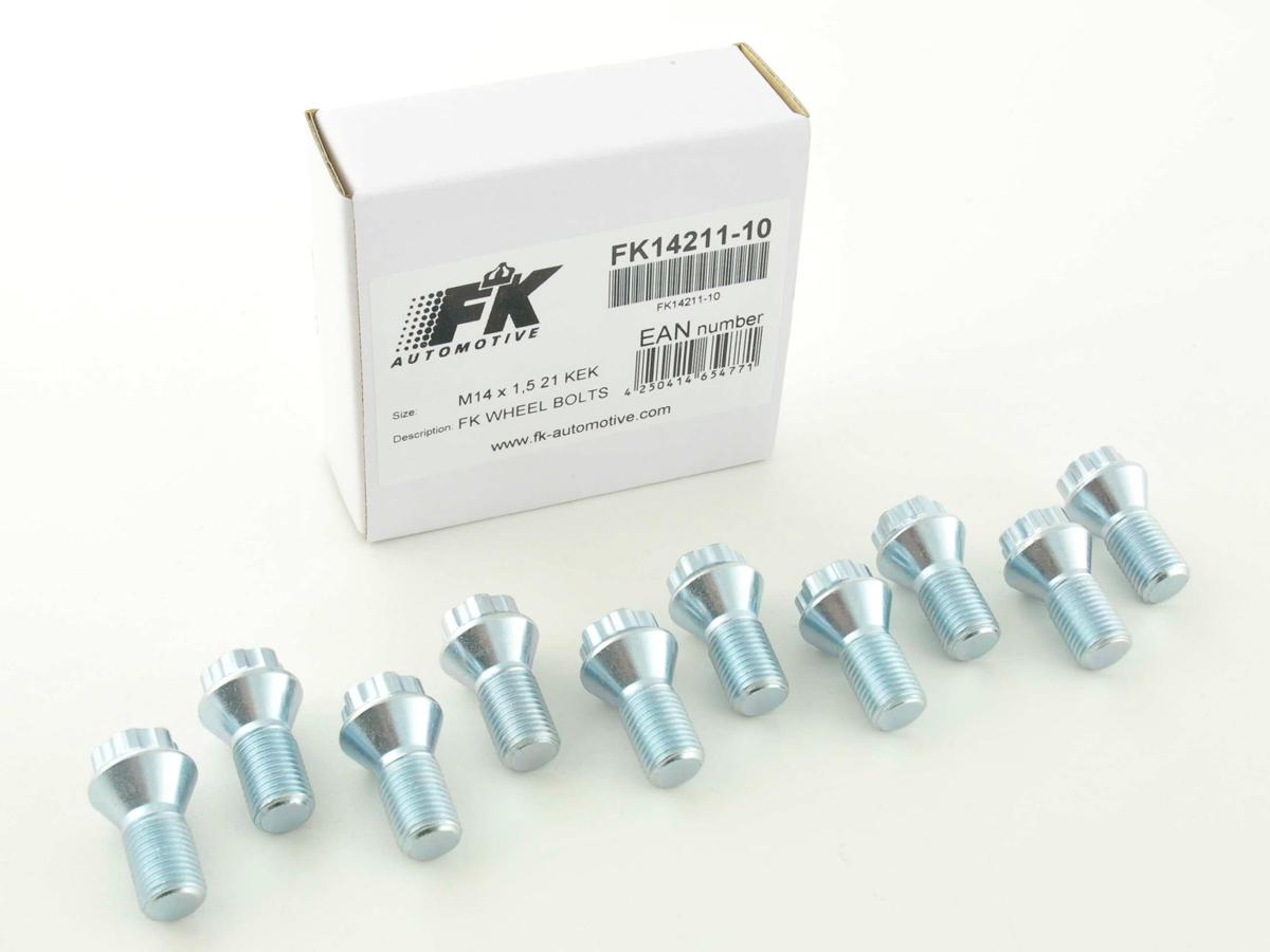 Radschrauben Set (10 Stk.) Schaftlänge 21mm Kegelbund silber M14x1,5 Radschrauben Set (10 Stk.) Schaftlänge 21mm Kegelbund silber M14x1,5